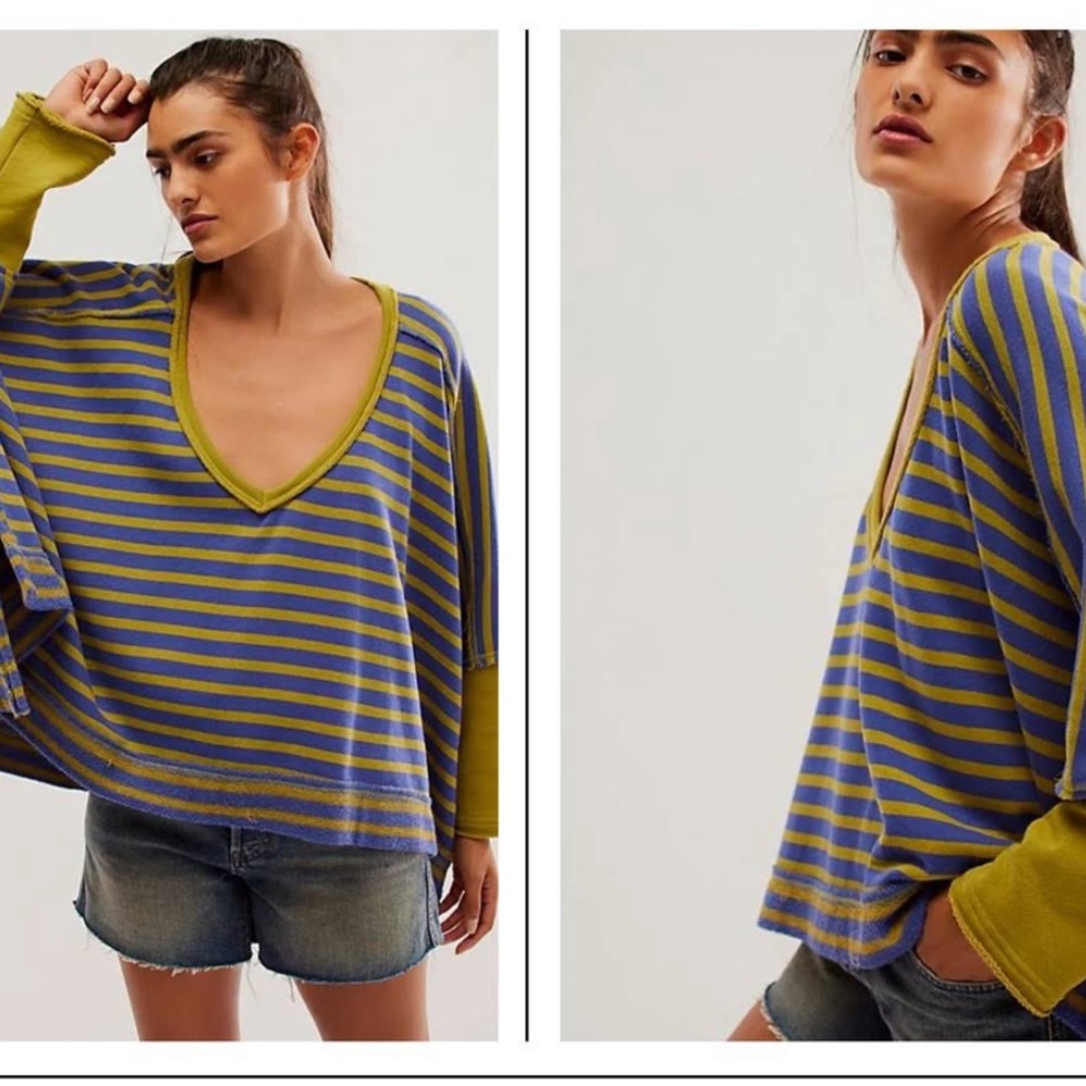 NWOT Main Squeeze v-neck sweatshirt by We The Free from Free People in size XS - Picture 8 of 8